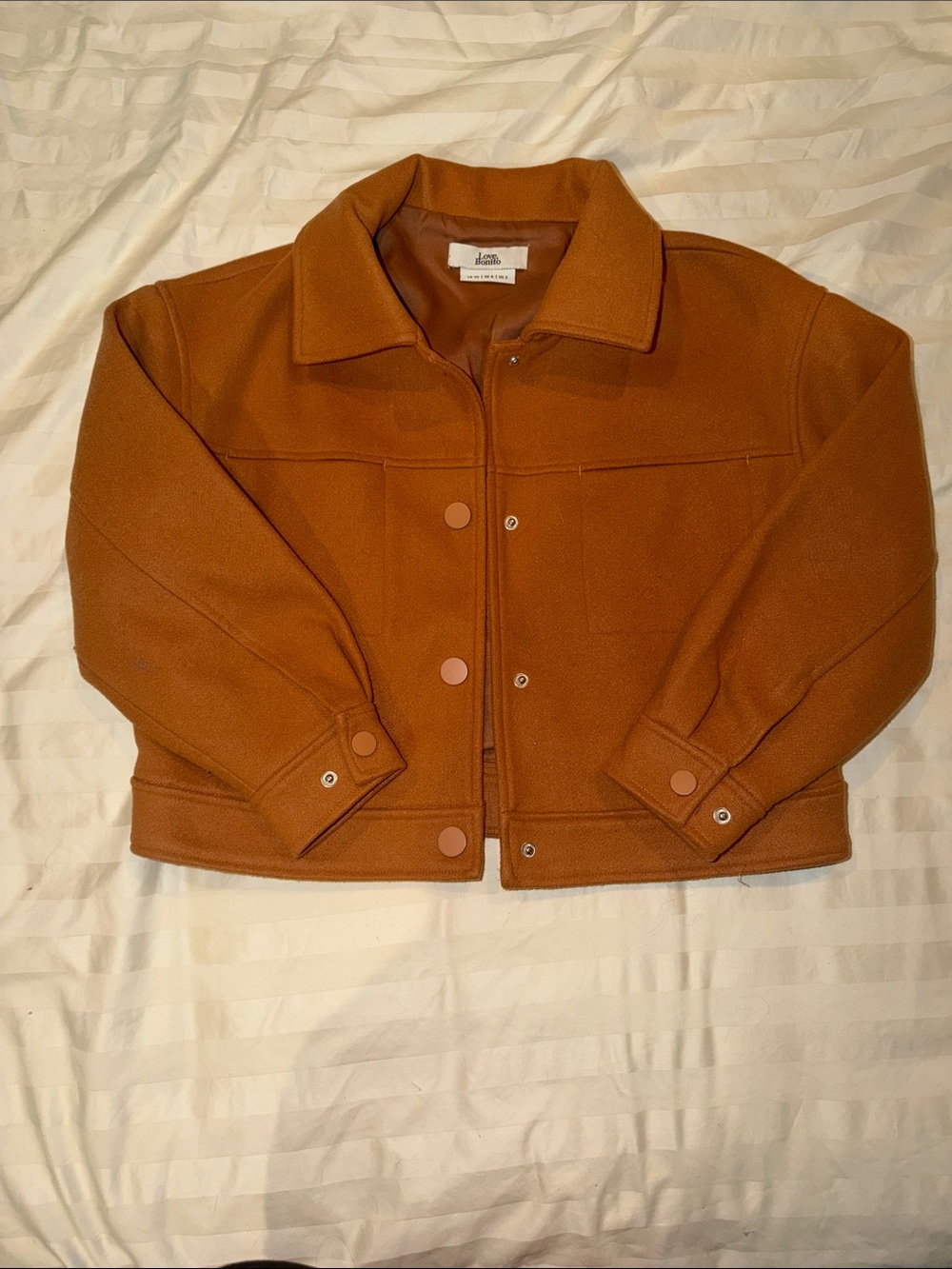 Love Bonito Atheena Relaxed Suede Jacket in Camel - Picture 3 of 5